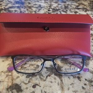 NWT Guess Black Frame Eyeglasses with Red Case Two Pairs
